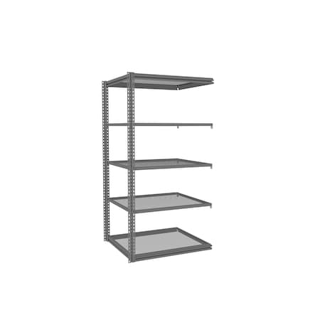 Tennsco Z-Line Shelving W/ Five Perf. Shlvs, Boltless, 42"Wx36"Dx84"H, Add-On, Gry ZM7-4236A-5PD-MGY